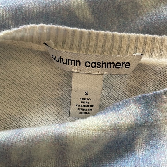 Autumn Cashmere Blue Purple Printed Tie Dye Pure Cashmere Pullover Sweater EUC S - Picture 5 of 7